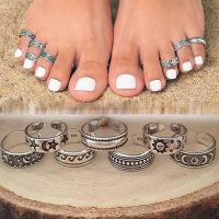 【YF】△♂☾  7pcs Hollow Carved Star Toe Rings Adjustable Opening for Boho Beach Foot Jewelry
