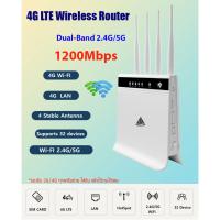 4G Wifi Router เราเตอร์ ใส่ซิม,1200Mbps Dual-Band 2.4G+5G รองรับการใช้งาน 3G+4G ทุกเครือข่าย