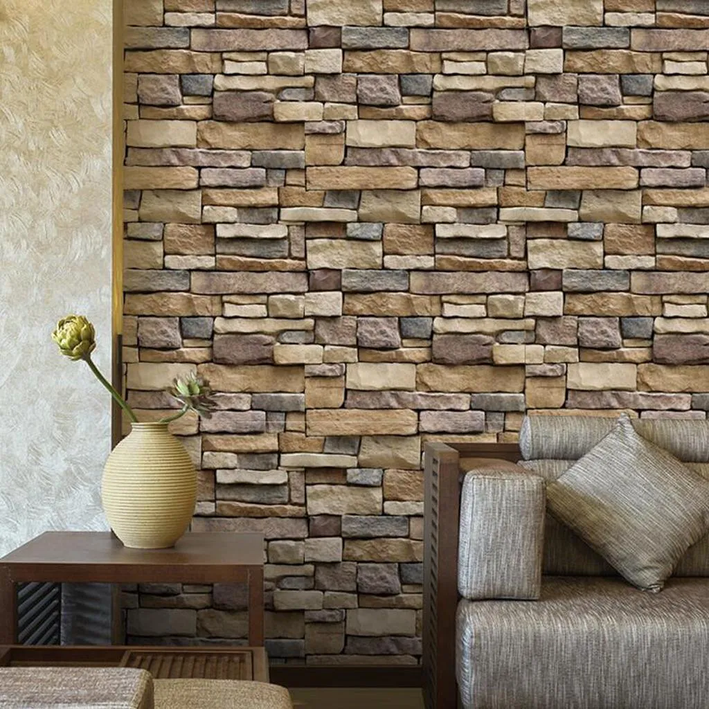 Blesiya 3D Wall Paper Brick Stone Rustic Effect Self-Adhesive Wallpaper Home  Decor | Lazada.Vn