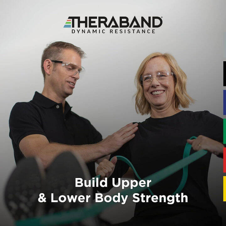 theraband-high-resistance-bands-set-of-2-elastic-super-bands-for-improving-flexibility-injury-rehab-amp-full-body-workouts-heavy-duty-stretch-bands-for-lifting-1-light-amp-1-medium-band-easy-15-25-lbs