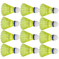 12pcs Badminton Birdies Shuttlecocks for Indoor Outdoor Playing School Fitness Sports Activities (Yellow)