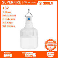 SUPERFIRE หลอดไฟชาร์จได้ T32,โคมไฟแขวนเพดาน LED กลางแจ้งสว่างมากๆใช้ในครัวเรือน USB