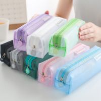 Transparent Pencil Case Large Capacity Grid Portable Pencil Bag Simple Storage Pencil Box Office School Supplies Stationery Box