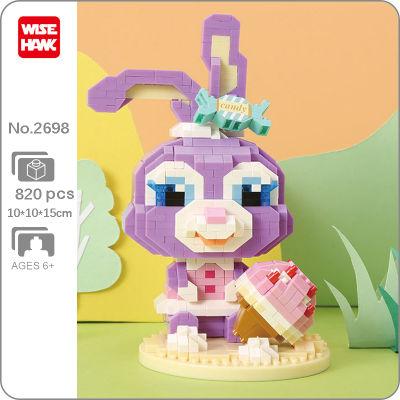 WS 2698 Desserts Animal World Ice Cream Purple Rabbit Cake Model Mini Diamond Blocks Bricks Building Toy for Children no Box