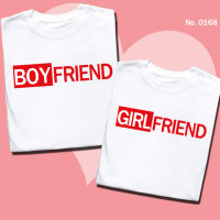 เสื้อยืด เสื้อคู่ BOY FRIEND GIRL FRIEND สกรีน สีขาว เสื้อผ้าหนา นุ่ม ใส่สบาย ได้ทั้งผู้ชาย และผู้หญิง No.0168