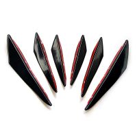 6pcs Universal Black Gloss Car Styling Accessories Auto Front Bumper Lip Rubber Fin Splitter Spoiler Canard Valence Body Sticker Cables