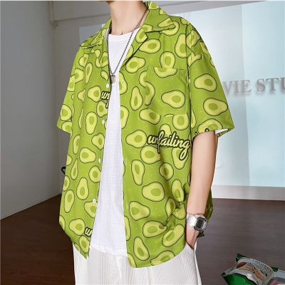 LEMON เสื้อเชิ้ตแขนสั้นลําลอง คอปก พิมพ์ลายผลไม้ ทรงหลวม คุณภาพสูง แฟชั่นฤดูร้อน สไตล์เกาหลี สําหรับผู้ชาย 2022