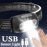 hot！【DT】 USB Rechargeable Headlamp 3 Modes Sensor Flashlight Camping Fishing Torch Lamps Outdoor