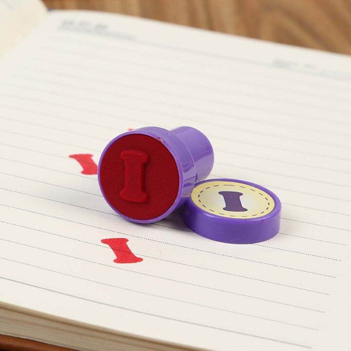 26-pcs-alphabets-letters-round-stamp-seal-children-gifts-toys-self-inking-scrapbooking-plate-ink-pads-stamper