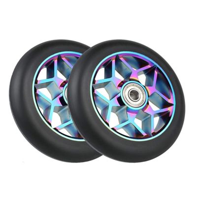 4 Pcs Scooter Accessories 110mm Scooter Wheels Colorful Pu Wheels Thick Stunt Car Wheels with Bearings(Black)