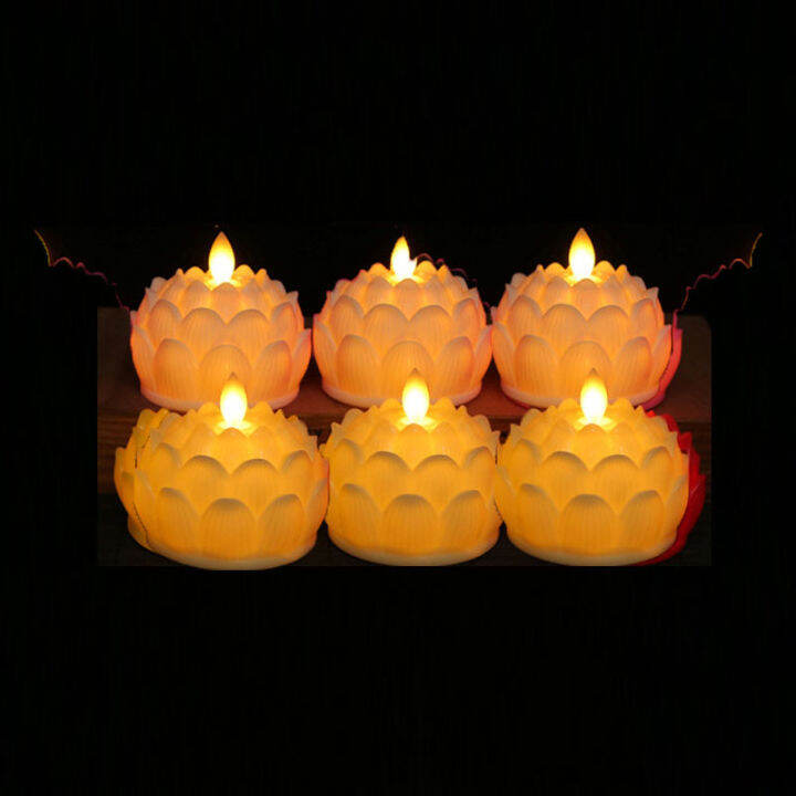 3 or 6 Pieces Flameless Battery Operated Religious Votive Church Lotus