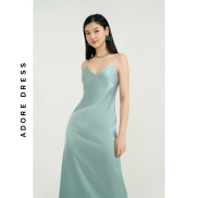 Sleeveless dresses satin xanh thiên thanh cắt xếp 313DR6003 ADOREDRESS