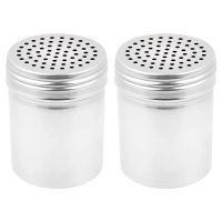 (Set of 2) Dredge Shakers 10 oz, Stainless Steel Spice Shakers Baking/Cooking