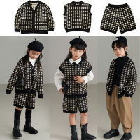 Family Matching Outfits New Spring Children Vest Baby Girls Boys Long Sleeve Knitted Cardigan Sweater Kids Casual Fashion Shorts