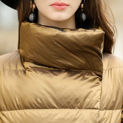 2023 Winter Down Jacket Women Parkas Coats Turtleneck Long Casual Light Warm Duck Down Double Sided Wear Waterproof Outerwear