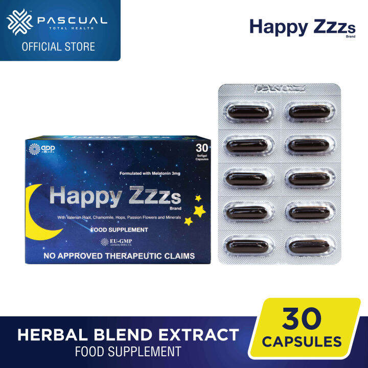 Happy Zzzs Herbal Blend Extract Food Supplement Sleeping Pills (30pcs