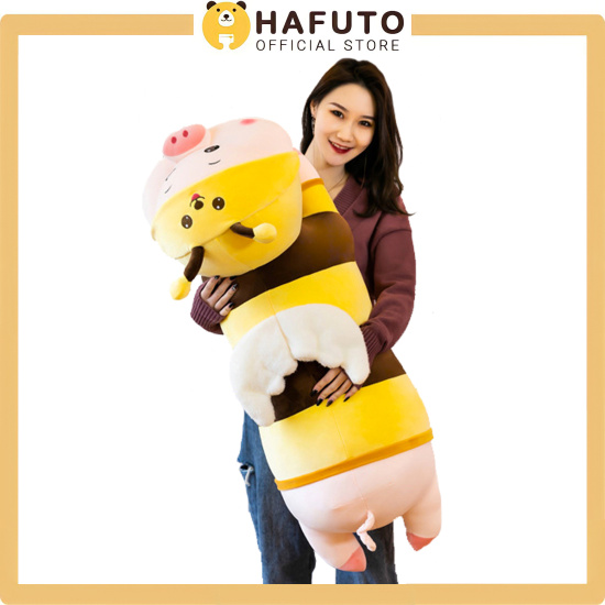Gấu bông khổng lồ 120cm heo nằm cosplay ong cao cấp hafuto 1m2 - ảnh sản phẩm 2