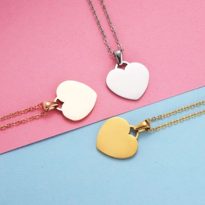 [COD] Cross-border hot-selling stainless steel personality simple gift pendant necklace diy peach heart love can be engraved