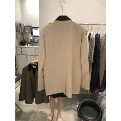 Korean Version Dongdaemun 2022 Autumn Loose Slimmer Look Temperament Color Matching Lapel Buckle Comfortable Suit Women