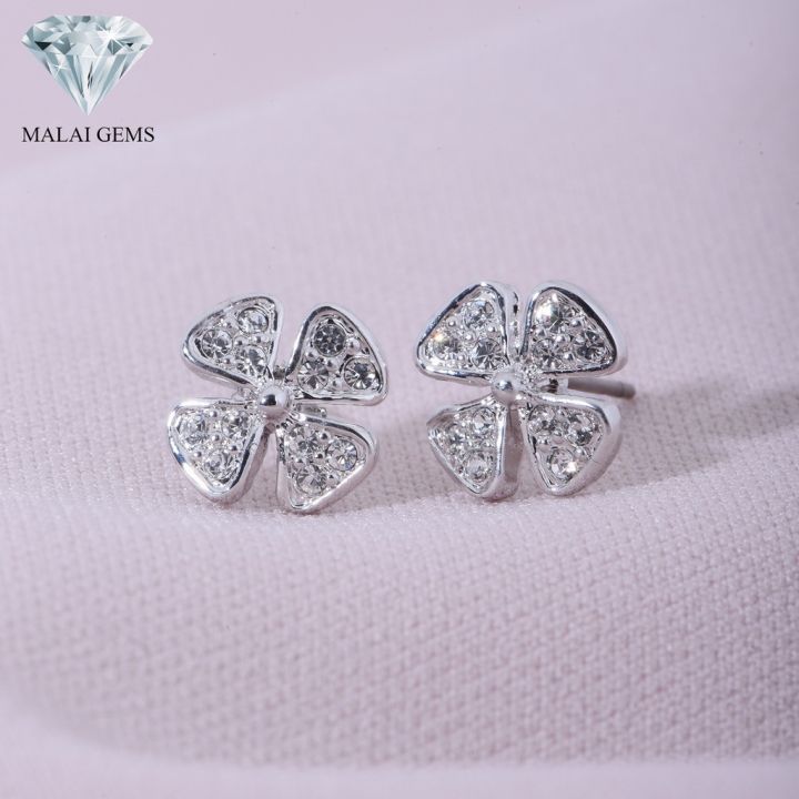 malai-gems-ต่างหูเพชร-เงินแท้-silver-925-เพชรสวิส-cz-เคลือบทองคำขาว-รุ่น-แถมกล่อง-ต่างหูcz-ต่างหูเงินแท้