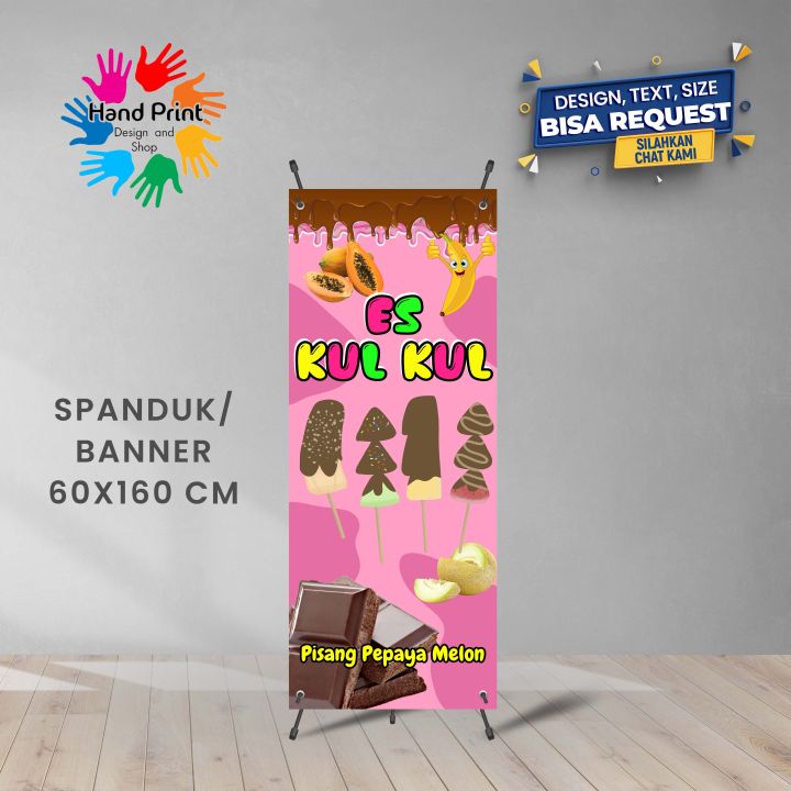 Spanduk Banner Es Kul Kul Buah Coklat Warna Pink Minuman Segar Ukuran