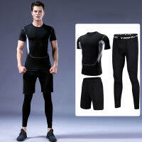 Mens Running Sets Sportswear Compression Leggings Pants Shirts with Shorts for Running Joggers Gym Fitness Ball games