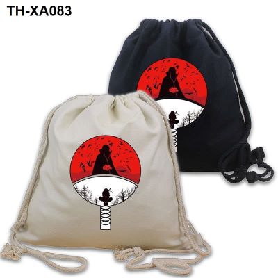 Anime hokage beam cartoon with thick canvas draw string backpack pocket students receive bag bag continuation