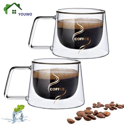 【CW】❐✼♗  200ml Wall Glass Mug Heat-resistant Espresso Cup Thermo Insulated Cappuccino Drinkware Set