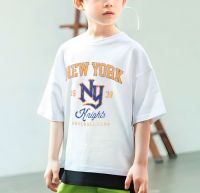 ? 9.9 SALE ? ® เสื้อยืดเด็ก Oversize 4-9 ปี รุ่น New York สีขาว เด็กผู้ชาย หญิง Kols