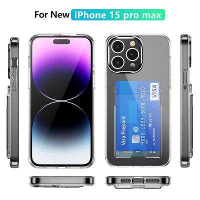 Sarung ponsel pemegang tas Slot kartu transparan pelindung dompet lunak tahan guncangan bening untuk iPhone 14 Pro Max 15 Plus 13 12 11 XS XR