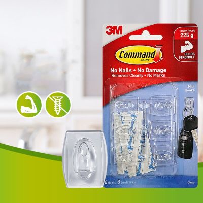 3M Command Clear Mini Hooks Decorating Clips Damage-Free Hanging Cable Hook  Traceless Clear Plastic Hooks