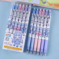 6Pcs Set 0.5mm Blue Pen Press Heat Sensitive Erasable Neutral Pen Student Stationery Ins Erasable Pen Wholesale