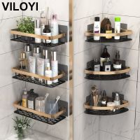 VILOYI ชั้นวางของในห้องน้ำอลูมิเนียมติดมุมชั้นวางอุปกรณ์อาบน้ำมีกาวหลายชั้นที่วางของตัวจัดการกำแพงไม่เจาะ