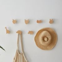 Wooden Hook Cute Animal Hook Solid Wood Hook Creative Nordic Cute Animal Hook Bathroom kitchen Door Wall Home Supplies