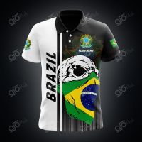 Custom Name Brazil Coat Of Arms Skull Scarf Flag Polo Shirtsize：XS-6XL