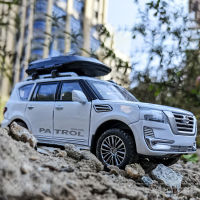 132 Nisssan Patrol Y62 Diecast Alloy Car Model Metal SUV Off-road Vehicle With Travel Rack Light Pull Children Treasure Gifts