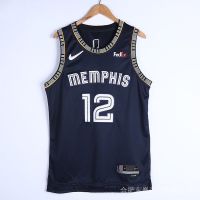 The most popular high-quality jersey 2022 NBA jersey Memphis Grizzlies 12 Ja Morant city edition dark blue 75th new basketball logo