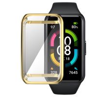 +【】 New Soft Plated Full TPU Case Cover Screen Protector Cover For  Band 6 Full Screen Protector Shell For  Honor Band 6