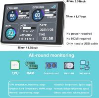 3.5นิ้ว IPS Type-C หน้าจอรองคอมพิวเตอร์ CPU GPU RAM HDD Monitor จอแสดงผล USB สำหรับ AIDA64 Mini Monitor