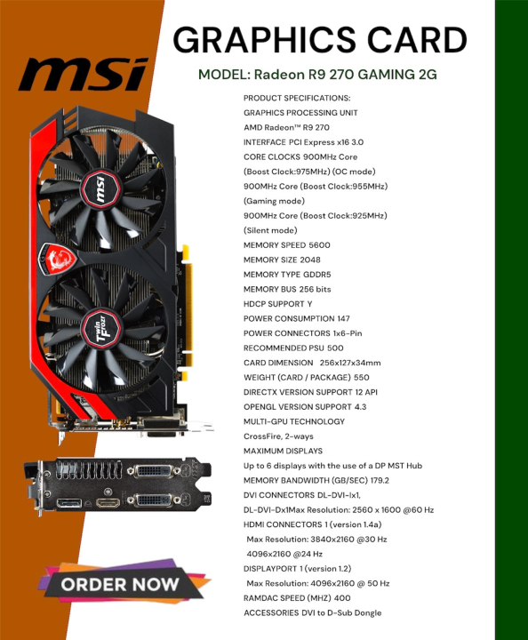 MSI GRAPHICS CARD R9SERIES (PRELOVED) Lazada PH