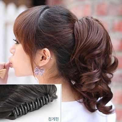 11 Colors Lovely Girls Hairpiece Wavy Curly Hair Extension Clip-on Ponytail Wigs
