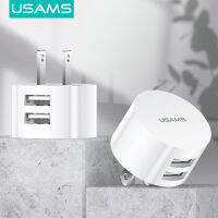 USAMS Dual USB Charger Traval ปลั๊กชาร์จสำหรับ iPhone Samsung 2.1A 2พอร์ต EU/UK/US ปลั๊กชาร์จไฟสำหรับ IOS/Android โทรศัพท์มือถือเครื่องชาร์จ