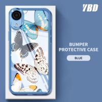 เคสโทรศัพท์โปร่งใสซิลิโคนที่มีสีสัน YBD สำหรับ Samsung Galaxy A03 Core A04 Core A032F แกนรูปผีเสื้อสีสันป้องกันเลนส์