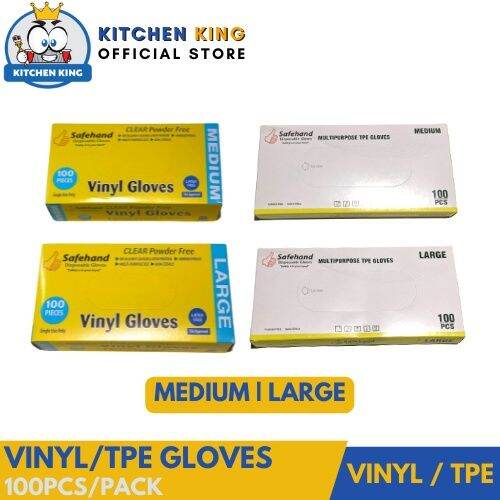 Vinyl Gloves TPE Gloves Medium and Large [100 PCS] Safehands nd Lazada PH