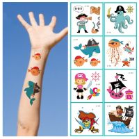 18pcs/Set No Repeated Cartoon Pirates Temporary Tattoo Stickers Kids Waterproof Boy Girl Vikings Disposable tatouage temporaire Stickers