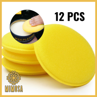 MIMOSA (12 ชิ้น) ฟองน้ำสีเหลือง วงกลม เนื้อละเอียด ไม่อมน้ำยา สำหรับทำความสะอาด ลงน้ำยาเคลือบเงาเบาะและภายในรถ