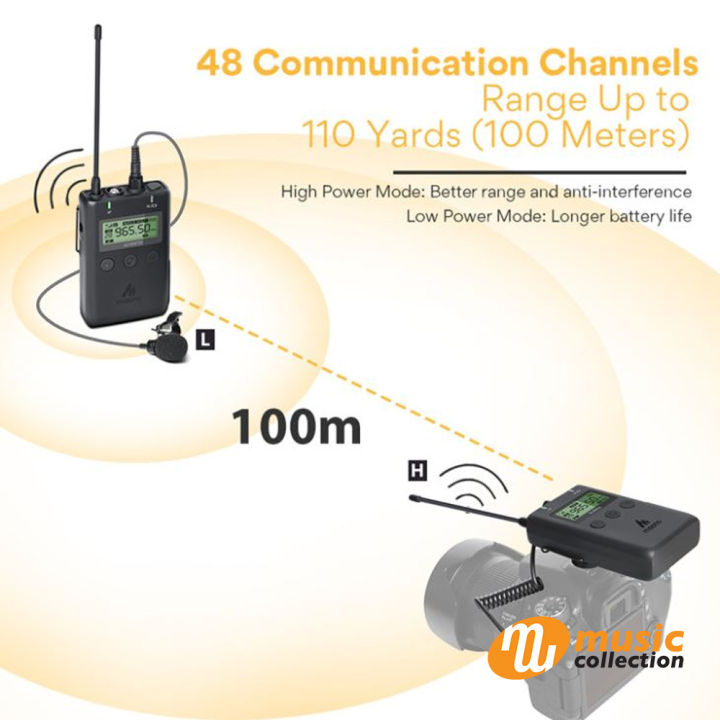 ไมโครโฟนและเครื่องส่งสัญญาณไวเลส-maono-wireless-lavalier-microphone