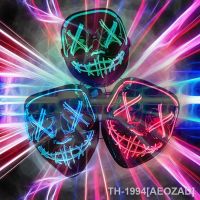 AEOZAD Máscaras de carnaval คอสเพลย์ suprimentos traje ฮาโลวีนนีออน led purga máscara máscaras festa assustador luz luminosa ไม่มี escuro