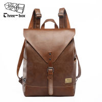 Three Box Fashion Men Backpack Vintage Male Backpack For Teenager School Bag Men Leather Business Travel Bag Laptop Shopping Bag