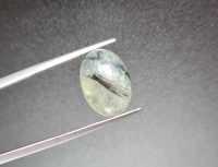 พลอยหลังเบี้ย ไหมเขียว (Green Rutilated Quartz)  น้ำหนัก 7.86 ct. ขนาด 10*6.3*14 mm. พลอยแท้ 100% เนื้อดี ราคาถูก